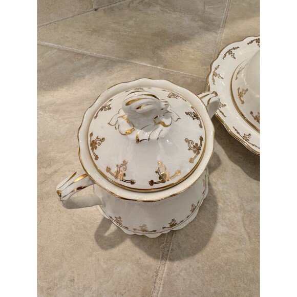 Antique Homer Laughlin Hudson Sugar Bowl And Butter Dish Set - Made In USA - Picture 3 of 12